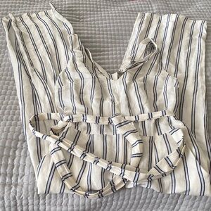 a new day Cream and Black Striped Jumpsuit
